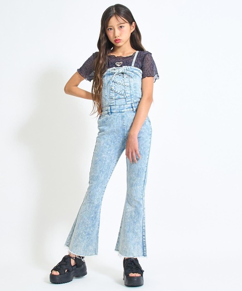ANAP GiRL サロペット オーバーオール レースアップ フレア