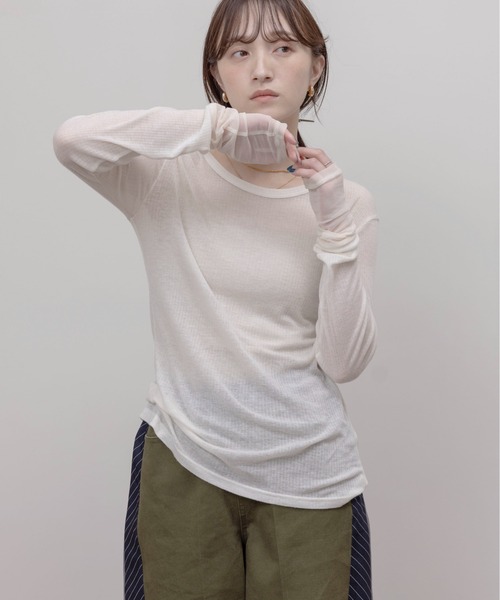 Eimee Law tシャツ テンセルウール シアーリブトップス