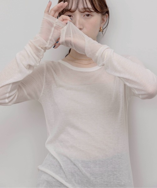 新品タグ付 Eimee Law エイミーロウ テンセルウール　シアーリブトップス Eimee Law tシャツ テンセルウール シアーリブトップス