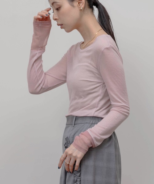 新品タグ付 Eimee Law エイミーロウ テンセルウール　シアーリブトップス Eimee Law tシャツ テンセルウール シアーリブトップス