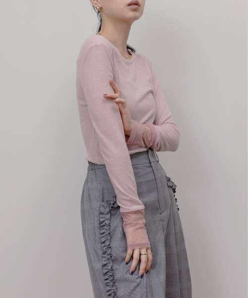 Eimee Law tシャツ テンセルウール シアーリブトップス
