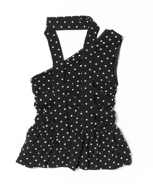 tシャツ asymmetry dot peplum sleeveless top レディース