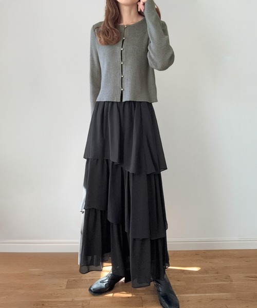 LAUIR（ラウアー） セットアップ ニットカーディガン＋ティアード