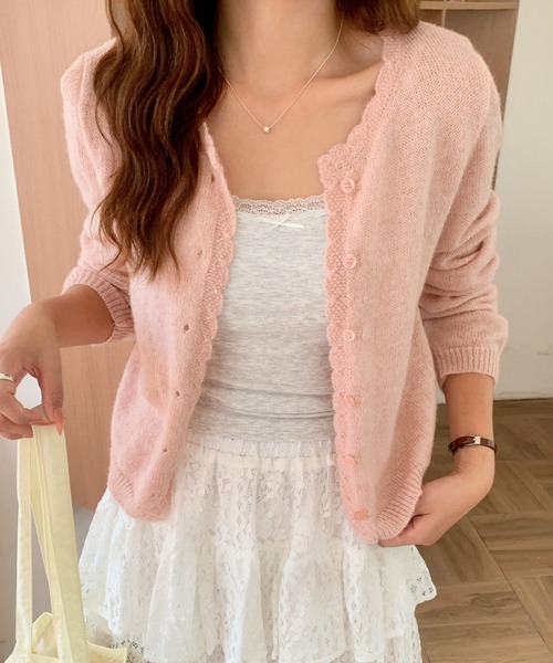 カーディガン フリルトリムニットカーディガン レディース : ZOZOTOWN