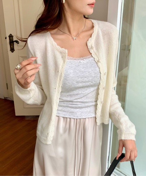 カーディガン フリルトリムニットカーディガン レディース : ZOZOTOWN