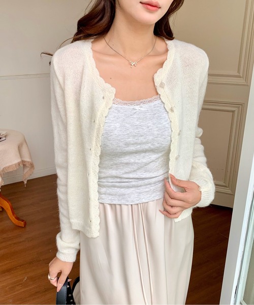 カーディガン フリルトリムニットカーディガン レディース : ZOZOTOWN