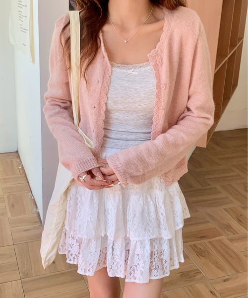 カーディガン フリルトリムニットカーディガン レディース : ZOZOTOWN