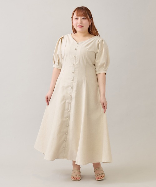 【新品未使用】louiosy リネンライクワンピース 白　3L 完売品 新品未使用】louiosy リネンライクワンピース 白 3L 完売品