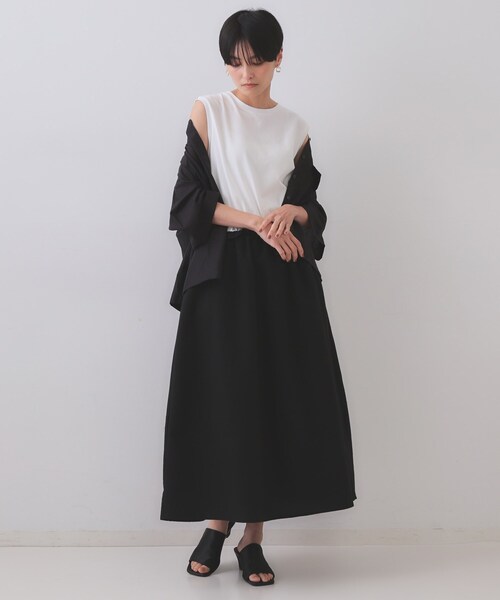 OPAQUE.CLIP ワンピース 配色サッカードッキングワンピース