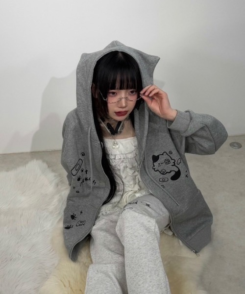 パーカー 「Nerd out XU」neko!! zip hoodie / 「ナードアウトエックス