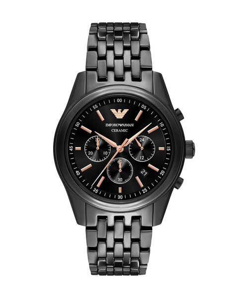 Armani セラミック クロノグラフ ブラック Emporio Armani クロノグラフ 時計 ブラック - メルカリ