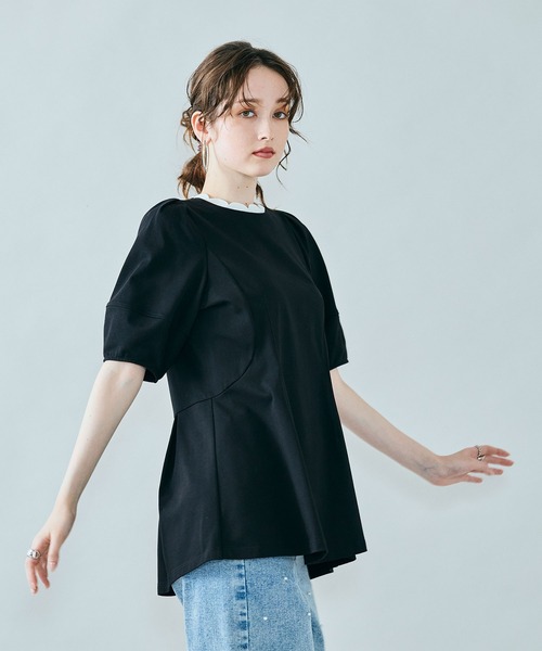 tシャツ デザインフォルムカットソー レディースの画像
