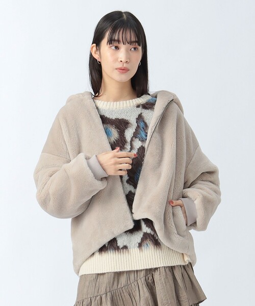 BEATING HEART フード付きショートファーコート BEATING HEART モッズ