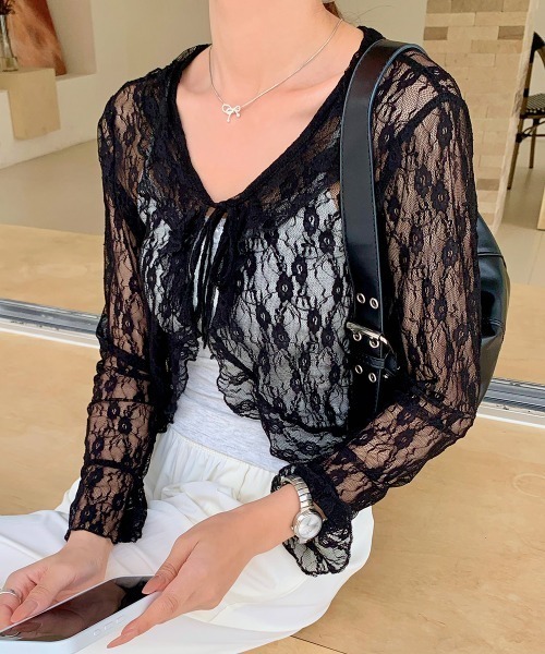 カーディガン 花柄モチーフシアーカーディガン レディース : ZOZOTOWN