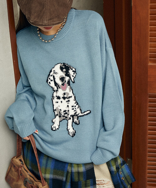 PUBLUX（パブリュクス） ニット セーター ダルメシアン ドッグ