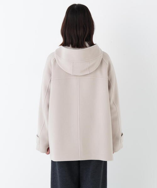 週末価格　human woman ツイード ダッフルコート　白 セール】 ◇ウールツイードダッフルコート （アウター）｜human woman