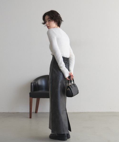 &. NOSTALGIA（ノスタルジア） スカート フェイクレザーパイピング
