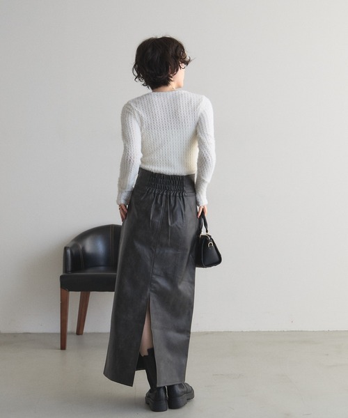 &. NOSTALGIA（ノスタルジア） スカート フェイクレザーパイピング
