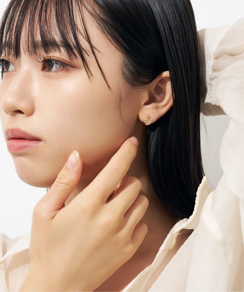 Jewel closet by L&Co. ピアス K10 スワン/白鳥 カラーストーン ピアス