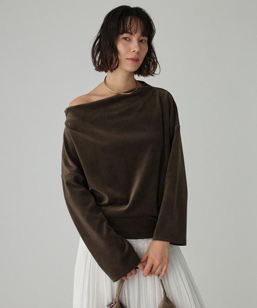 BABYLONE（バビロン） tシャツ 「洗濯可」ベロアドレーププルオーバー
