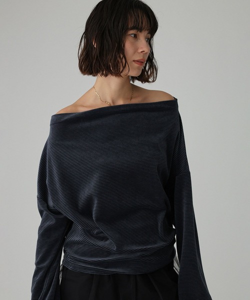 BABYLONE（バビロン） tシャツ 「洗濯可」ベロアドレーププルオーバー