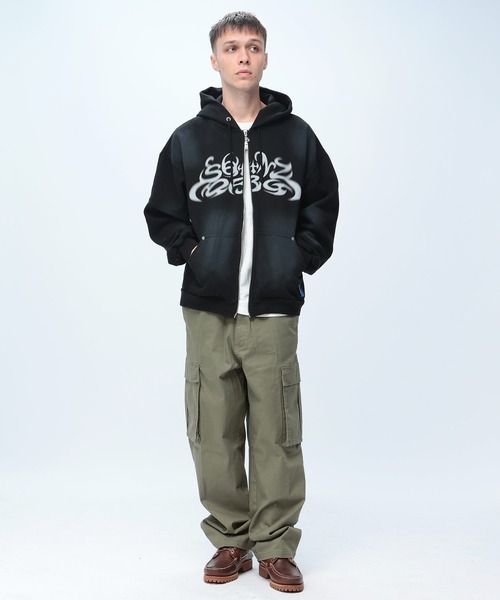 Ermenegildo Zegna ブラック フルジップパーカー ZEGNA Hooded Zip Logo Sweatshirt | Saks Fifth Avenue