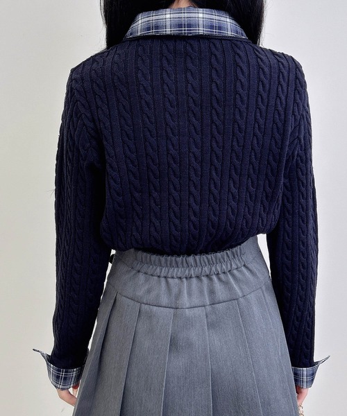 INGNI（イング） ニット セーター ダブルカラーチェック柄シャツ