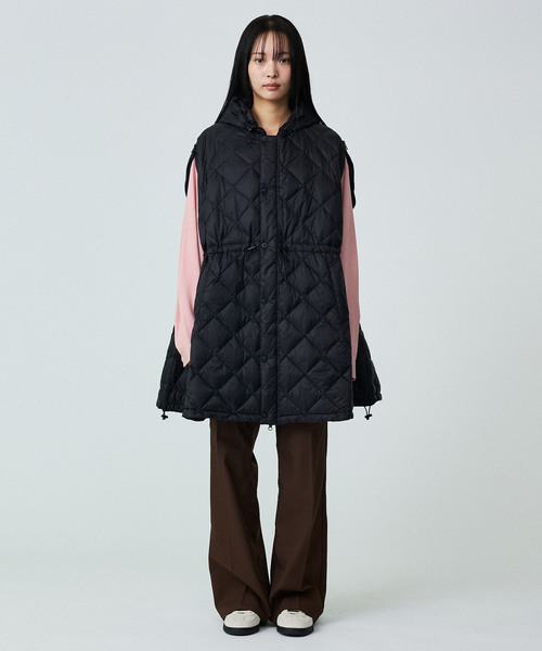 タイオンのポンチョ黒 TAION（タイオン） ブルゾン アウター 「TAION / タイオン」ポンチョ型