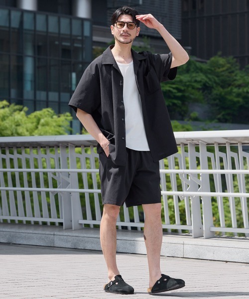「SPU」 半袖シャツ L ダークネイビー メンズ_画像7