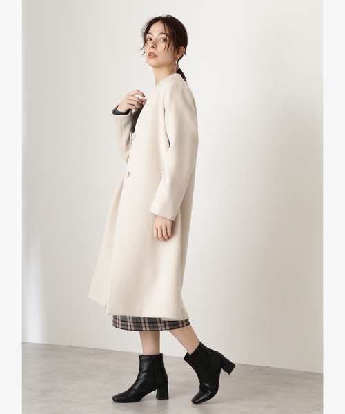 「N.（N. Natural Beauty Basic）」 ノーカラーコート MEDIUM ライトグリーン レディース_画像3