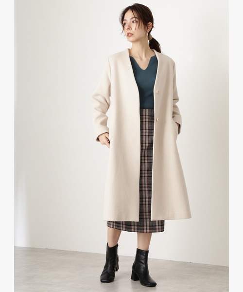 「N.（N. Natural Beauty Basic）」 ノーカラーコート MEDIUM ライトグリーン レディース_画像4