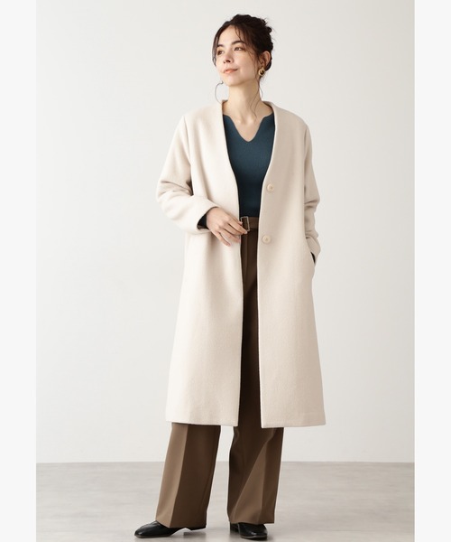 「N.（N. Natural Beauty Basic）」 ノーカラーコート MEDIUM ライトグリーン レディース_画像6