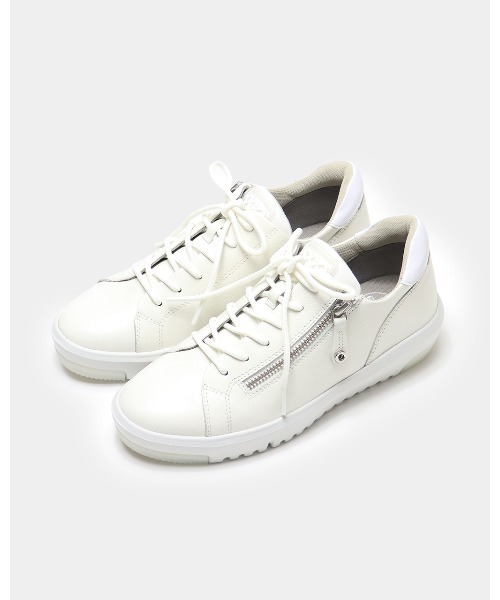 fitfit サイドジップ 厚底レザースニーカー 23.5 白 fitfit（フィットフィット） スニーカー サイドジップレザースニーカー