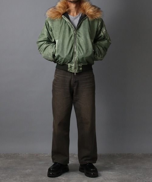 NYLAUS（ナイラス） ma1 ma-1 「NYS」ヴィンテージ加工 脱着ファー