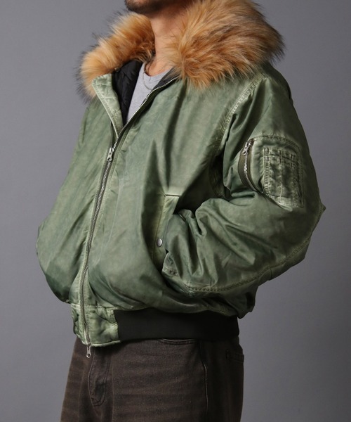 NYLAUS（ナイラス） ma1 ma-1 「NYS」ヴィンテージ加工 脱着ファー