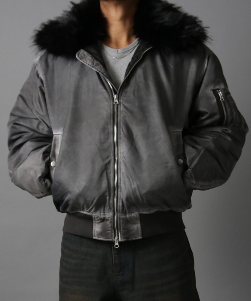 NYLAUS（ナイラス） ma1 ma-1 「NYS」ヴィンテージ加工 脱着ファー