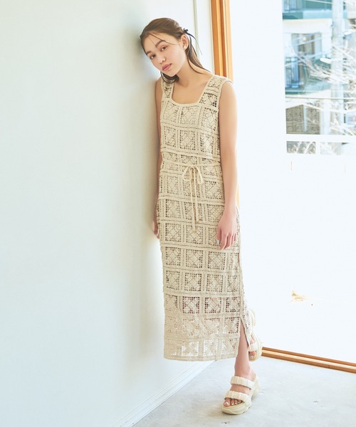 「mysty woman」 ニットワンピース FREE アイボリー レディース_画像2