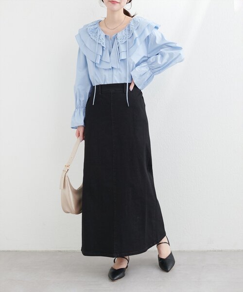 「natural couture」 デニムスカート FREE インディゴブルー レディース_画像4