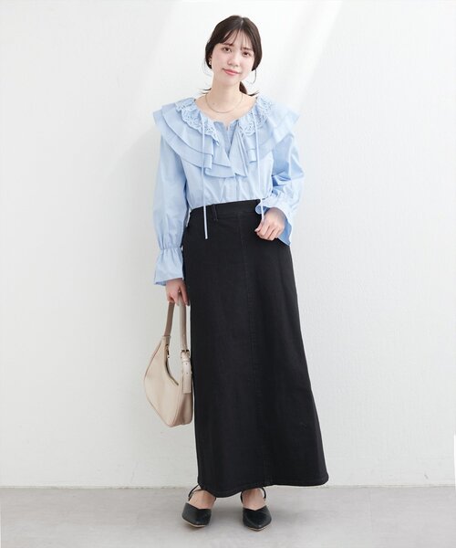 「natural couture」 デニムスカート FREE インディゴブルー レディース_画像5