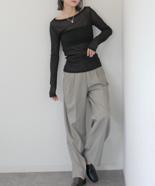 「Reurie'」 長袖カットソー FREE カーキ レディース_画像6