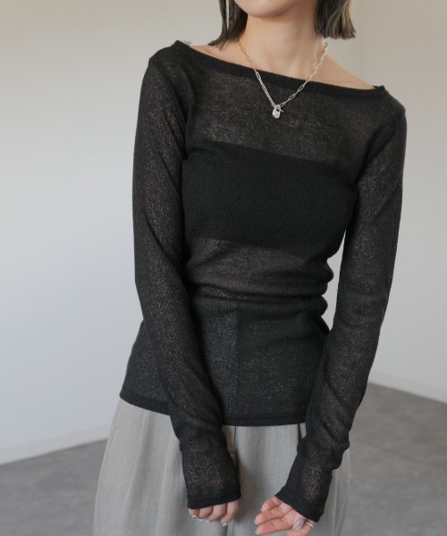 「Reurie'」 長袖カットソー FREE カーキ レディース_画像9