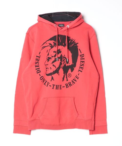 【新品】DIESEL ディーゼル／リバーシブル フリース スウェット パーカーL DIESEL（ディーゼル） プルオーバーパーカー L レッド メンズ