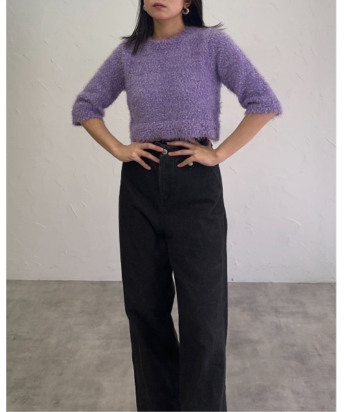 「leimn」 「ANDSEARCH」長袖ニット M パープル レディース_画像3