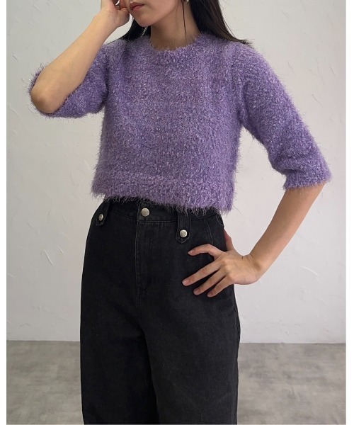 「leimn」 「ANDSEARCH」長袖ニット M パープル レディース_画像4