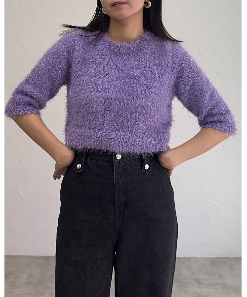 「leimn」 「ANDSEARCH」長袖ニット M パープル レディース_画像5