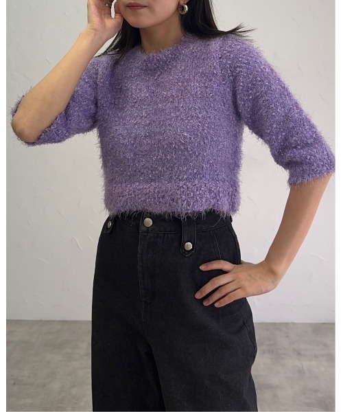 「leimn」 「ANDSEARCH」長袖ニット M パープル レディース_画像6