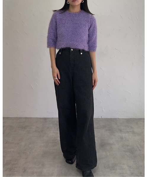 「leimn」 「ANDSEARCH」長袖ニット M パープル レディース_画像8