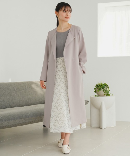 「TRUDEA」 トレンチコート MEDIUM ネイビー レディース_画像2