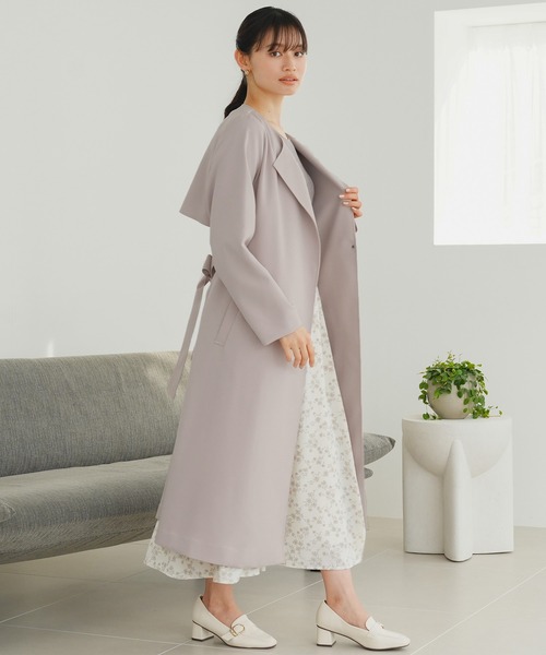 「TRUDEA」 トレンチコート MEDIUM ネイビー レディース_画像4
