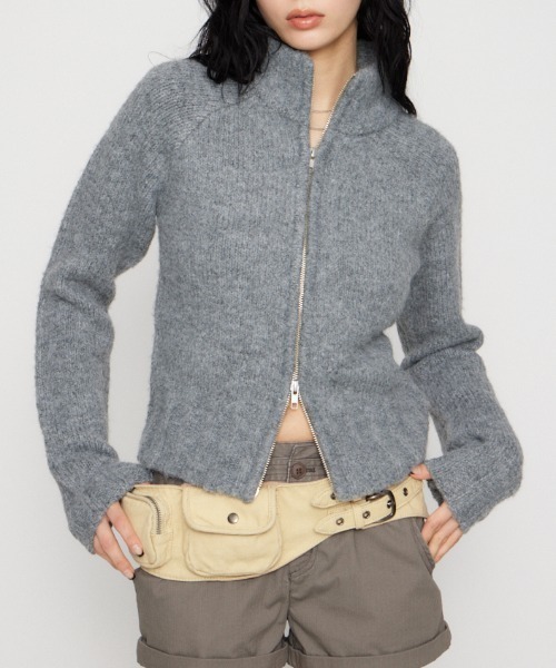 LAGUA GEM ZIP SIDE EYELET ニット グレー LAGUA GEM | ZIP SIDE EYELET ニット (ニット ) |SHEL'TTER WEBSTORE